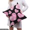 Ambesonne Diamonds Fabric by The Yard, Romantic Pink Heart Stones on Black Background Valentines Day Theme, Decorative Fabric for Upholstery and Home Accents, 2 Yards, Pink Black